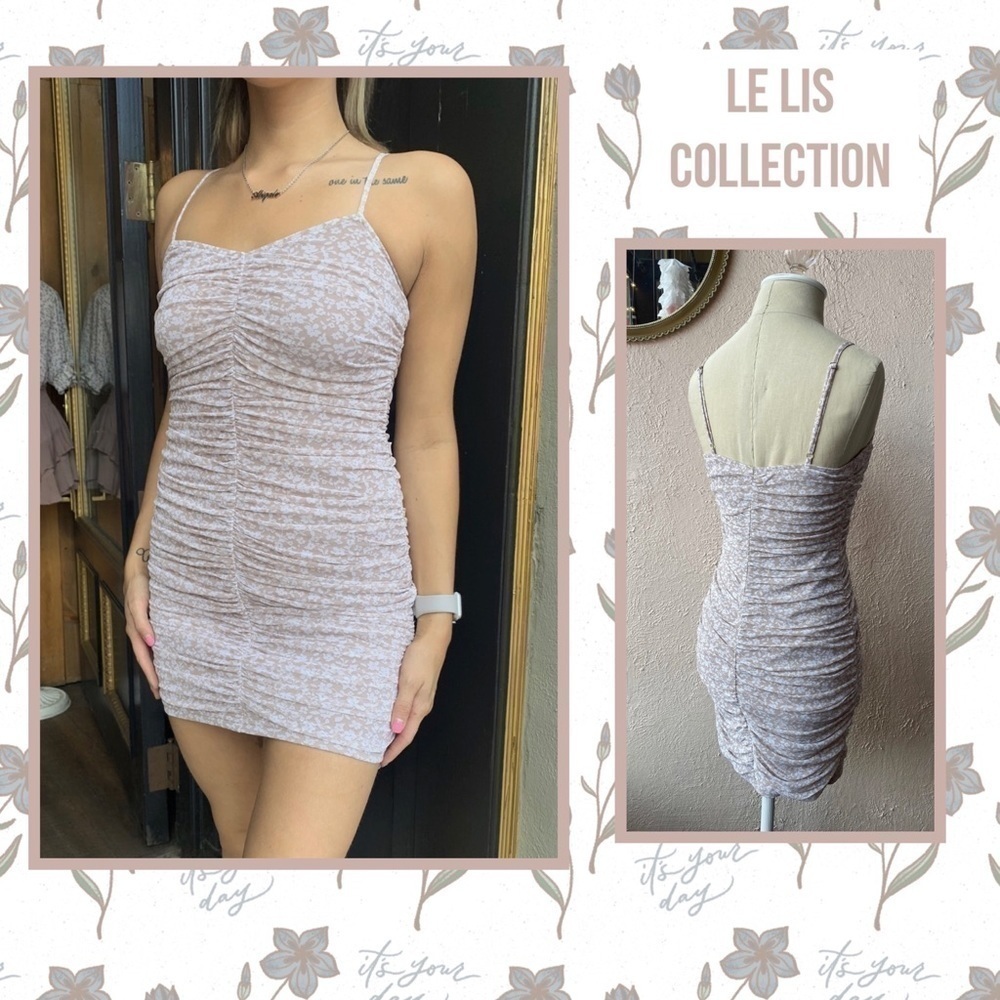 Nwt LE LIS COLLECTION BLUSH/WHITE FLORAL MESH DRESS MED